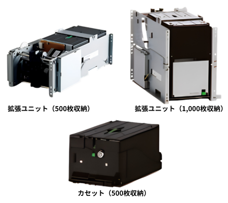 多金種運用に対応するF53用拡張ユニットと紙幣カセット