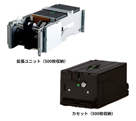多金種運用に対応するF53用拡張ユニットと紙幣カセット